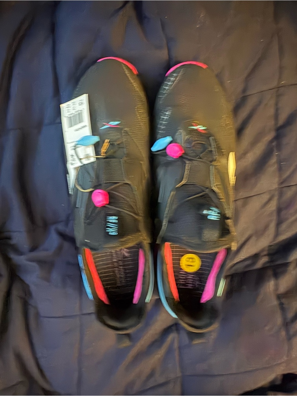 Reebok Women’s Black Athletic Shoes with Pink & Blue Accents